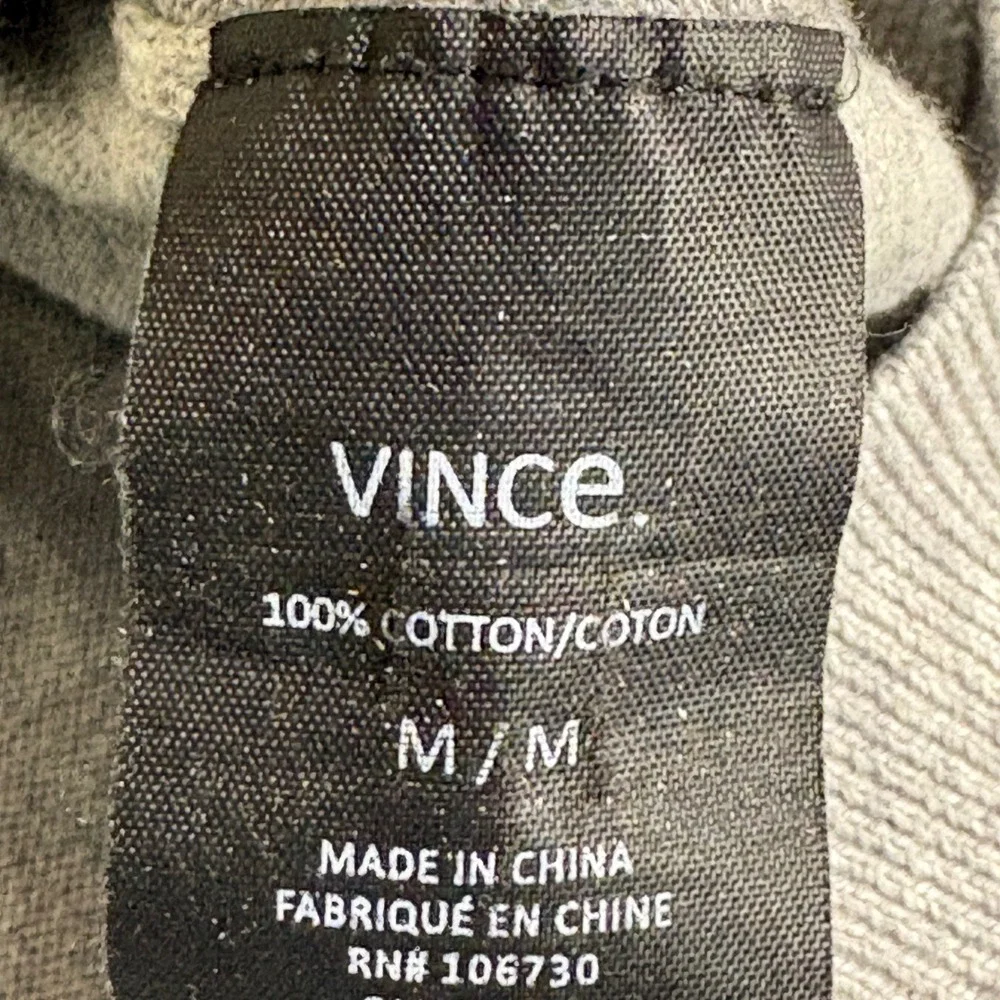 Vince Mens Gray Cotton Raglan Crewneck Sweater Elbow Patches Size M AR098